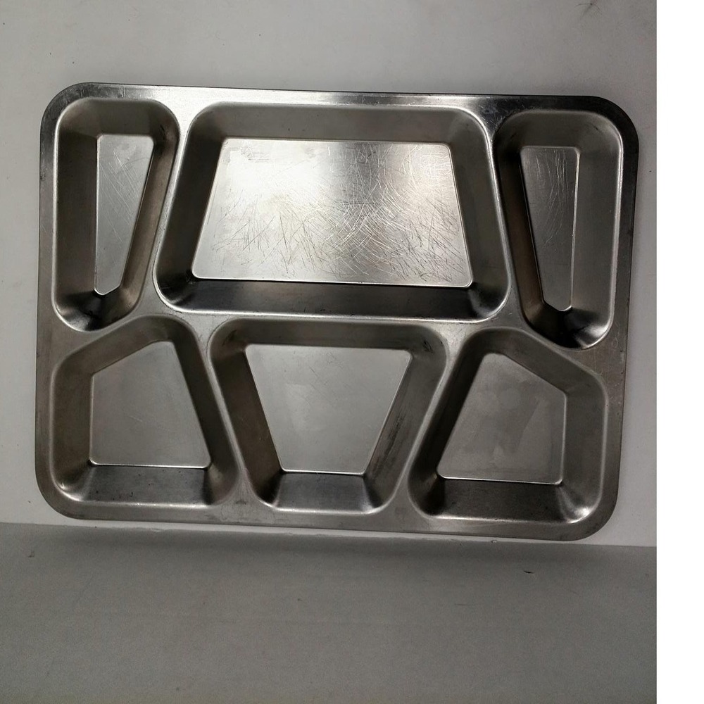 Vintage 1943 US Military Mess Tray SM Co Stainless Steel 6 Compartment WWII